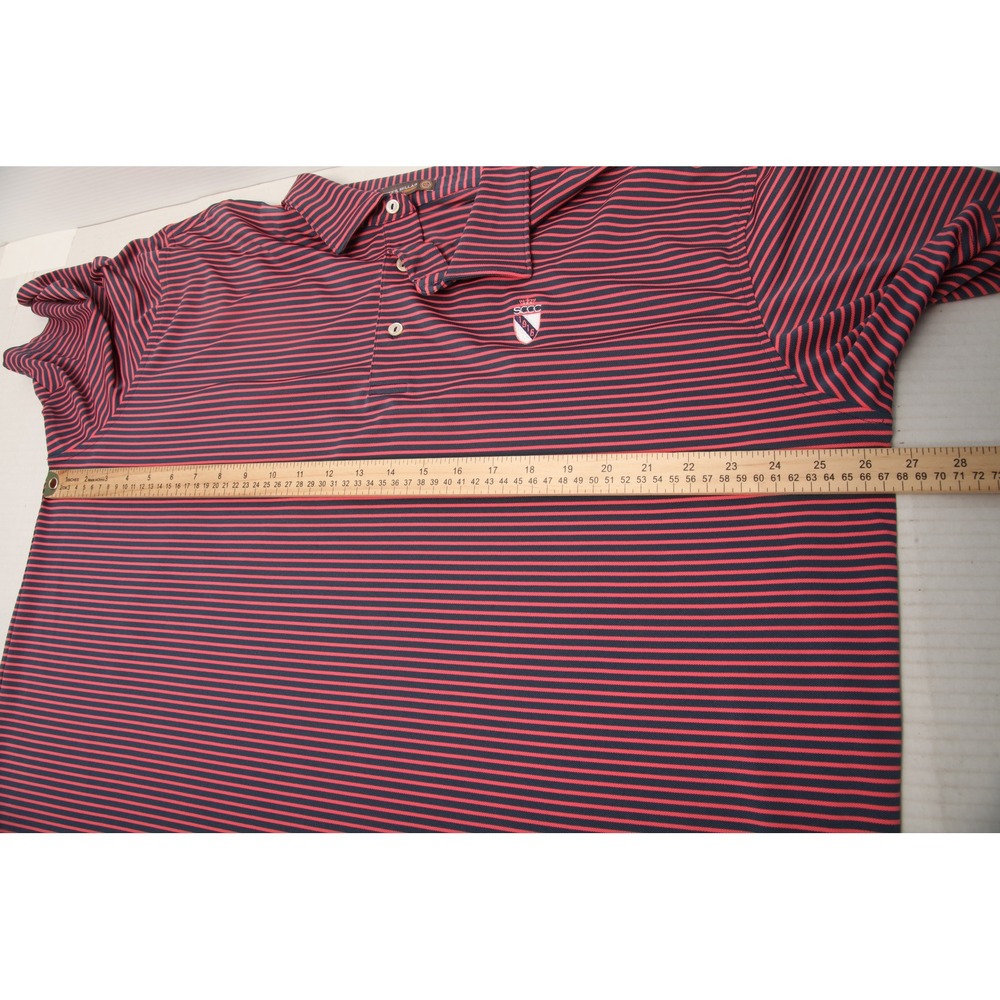 Peter Millar Summer Comfort Polo Shirt Mens XXL Red Navy Striped St Clair CC - Picture 8 of 12